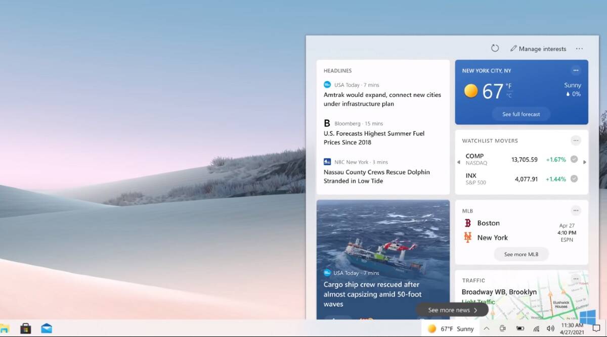 De nieuwe Windows 10-taakbalk biedt Google Feed-achtige gepersonaliseerde updates