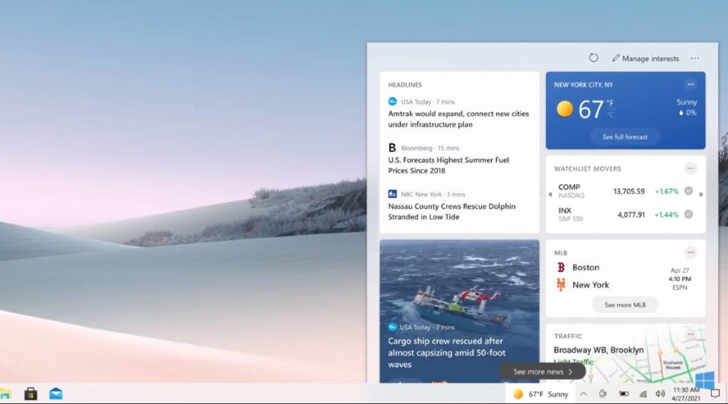 De nieuwe Windows 10-taakbalk biedt Google Feed-achtige gepersonaliseerde updates