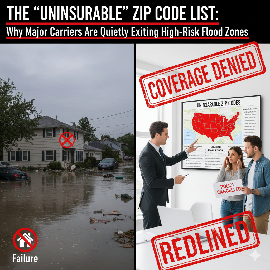 The “Uninsurable” ZIP Code List: Why Major Carriers Are Quietly Exiting High-Risk Flood Zones