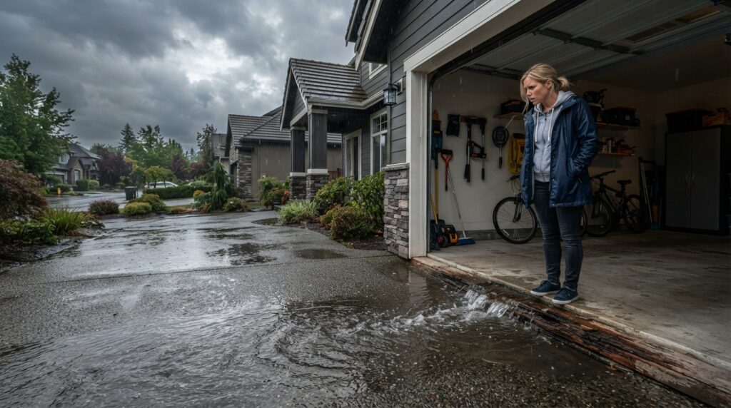 How Improperly Graded Driveways Accelerate Garage Sill Plate Rot